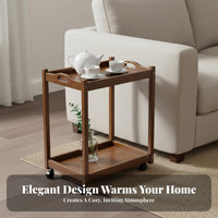 Multi-Purpose Mobile Utility Cart Space Saving Mobile End Table Sturdy Frame 2 Tier Rolling Side Table Easy Assembly for Homeowners, Apartment Dwellers, Office Workers, Living Room, Bedroom, Balcony, Small Areas