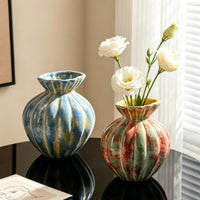 Pumpkin Vase Sculptural Ceramic Vase Vessel Textured Farmhouse for Decorators, Home Decor, Tabletop