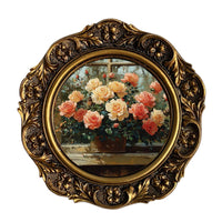 Ornate Round Photo Frame Vintage-Style Round Picture Frame Decorative Sturdy for Bedroom
