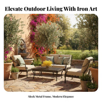 Leisure and design 4-Piece Sofa and Chair Set Comfortable Outdoor Furniture Weather-Resistant Patio Seating sturdy for Families, Homeowners, Adults, Balcony, Garden, Backyard, Porch