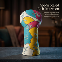 Golf Club Head Covers, PU Leather Golf Head Covers, Waterproof PU Golf Club Covers, Leaf Pattern Golf Club Covers