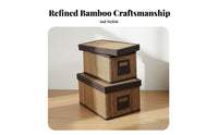 Bamboo Storage Box with Lid Handwoven Bamboo Storage Box Multi-Purpose for Shelf