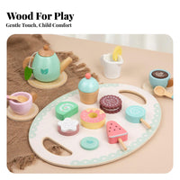Wooden Afternoon Tea Set Parent-Child Interactive Kids Tea Party Playset
