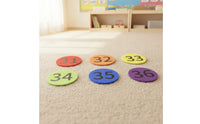36 Pieces Numbered Carpet Marker Sticker with Numbers Easy to Remove Carpet Marker with Drawstring Bag Round Sitting Dot 100 Mm for Classroom