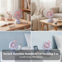 Tilted Head Mini Desktop Fan Compact Cooling Device Pedestal Stand