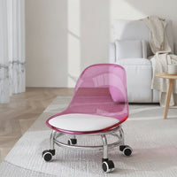 Rolling Acrylic Chair with Wheels Clear Low Wheeled Chair Compact Furniture Swivel for Bedroom