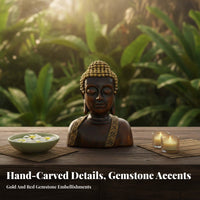 Vintage Inspired Buddha Head Statue Peaceful Atmosphere Buddha Statue Handmade Zen Decor Figurine Hand-Painted for Meditation Practitioners, Interior Designers, Hotel, Restaurant, Home, Living Room
