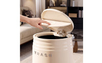 Trash Can with Lid Cylindrical Hinged-Lid Bin Modern Pedestal Trash Can for Washroom, Office, Bedroom