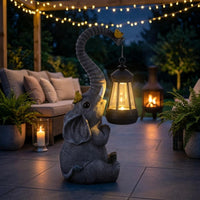 Elephant Garden Ornament Waterproof Resin Figurine Bird Accents