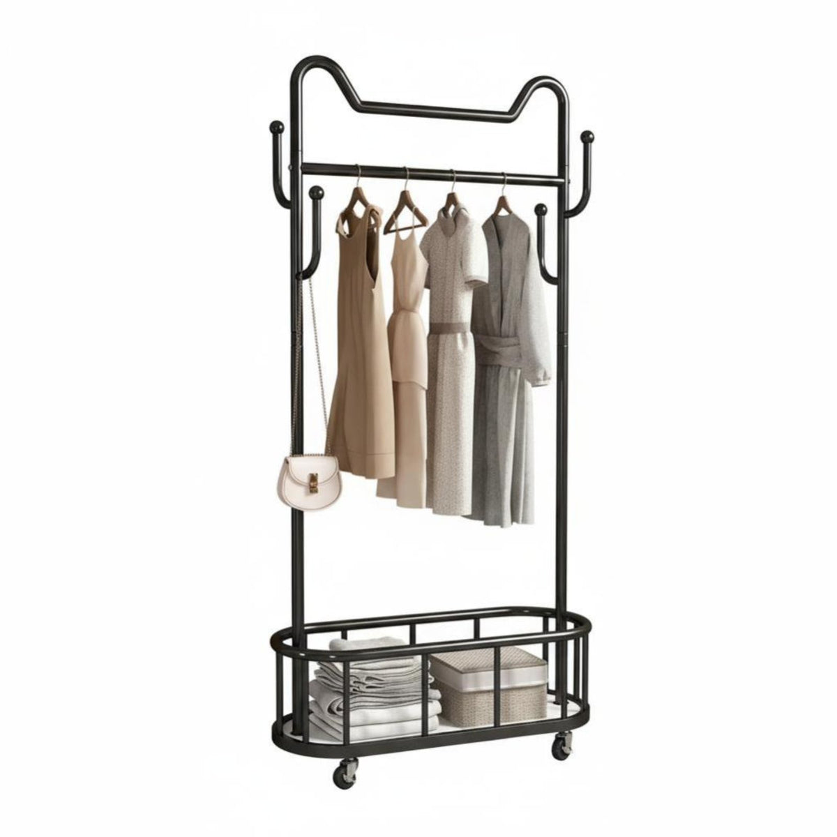 Movable with casters Freestanding Coat Tree Minimalist Aesthetic Mobile Branch-Hook Rack adaptable design Garment Stand Stable Circular Base for Apartment Dwellers, Homeowners, Bedroom, Living Room, Balcony, Entryapproach