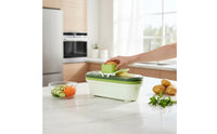 Stainless Steel Vegetable Cutter with Container Easy to Clean Multifunctional Vegetable Chopper Saves Time Kitchen Grater and Shredder Set Safety for Salad Making, Meal Prep, Hot Pot