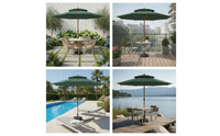 Patio Umbrella with Base with Lumber-Grain Look-Grain Crank Patio Umbrella Double-Tier for Backyard, Poolside