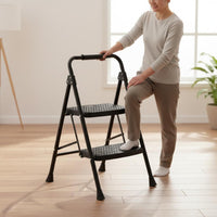 Foldable 3 Step Folding Ladder Anti-Slip V-Shaped Frame Utility Ladder Heavy Duty Portable Step Stool Hand Grip for Kitchen, Garage, Library