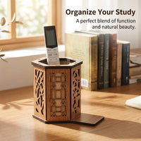 Wooden Pen Holder for Desk, Solid Wood Desktop Storage Box, Rectangular Stationery for Students, Customizable Size Available