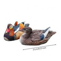 Textured Feathers Mandarin Duck Ornament Realistic Floating Duck Ornament Multicolor Painted Finish for Water-Scaping, Garden, Courtyard
