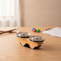 Finger Tambourine Wooden Mini Tambourine Compact Hand Bell Percussion Instrument for Percussionists, Drummers