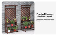Weather-Resistant Tiered Planter Shelf with Trellis Rustic Finish Multi-Level Plant Stand Freestanding Flower Rack Ladder design for Gardeners, Homeowners, Florists, Balcony, Outdoor, Patio, Living Room