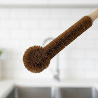 Coconut Fiber Cup Brush Versatile Long Handle Bottle Brush Non-Scratch Bristles Coir Bottle Cleaner