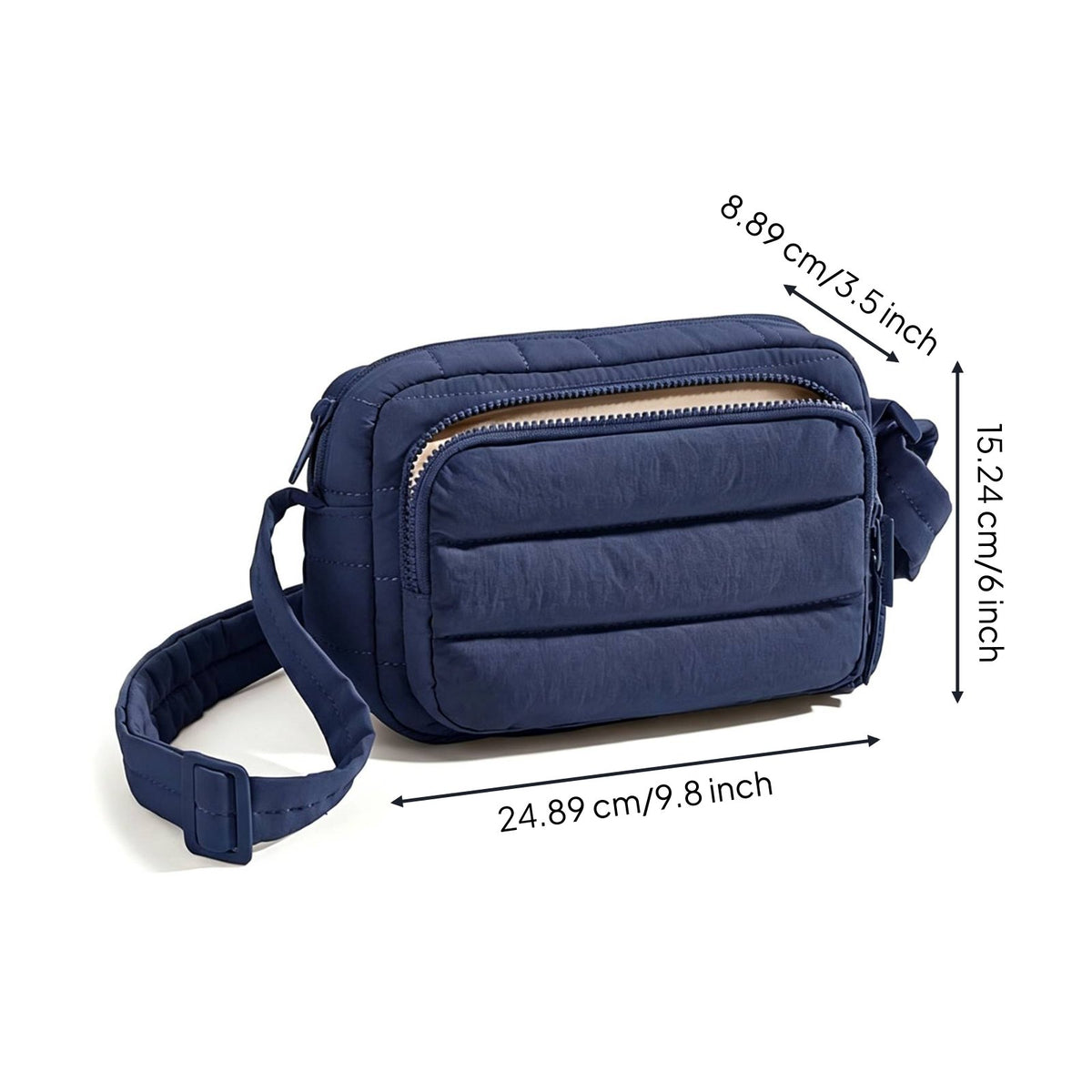 Quilted Crossbody Bag Adjustable Strap Puffer Shoulder Bag Anti-Skimming Technology Puffer Shoulder Purse for Women