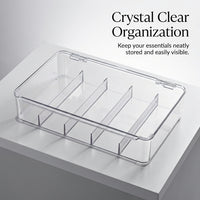 Clear Stackable Desktop Organizer with Compartments Storage Box for Desk Transparent Drawer with Dividers