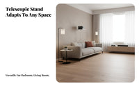 Freestanding Adjustable Display Device Floor Stand Stable Base Telescopic Display Device Floor Stand Space Saving Design Home Theater Accessory All-Metal Construction for Renters, Apartment Dwellers, Small Areas