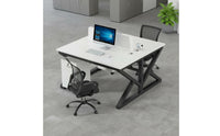 With Partitions 4-Person Office Desk Thickened Steel Frame Multi-Person Workstation Odor-Safe Office Cubicle Desk Eco-Friendly Materials for Employees, Call Contact Center, Coworking Space