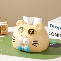 Decorative Cat Tissue Box Sturdy Cartoon Cat Tissue Holder Effortless Dispensing Kitten Napkin Dispenser Easy to Refill for Children, Living Room, Desktop, Bedroom, Office
