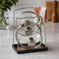 Cartoon Creative Stainless Steel Pot Lid Holder and Cutting Board Rack for Kitchen Countertop Storage