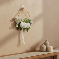 Floral Hanging Wreath Gold Metal Wall Decor Lightweight House Decoration