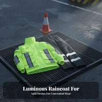 Long-Lasting Reflective Rain Suit Windproof High Visibility Rain Suit Adjustable Fit Fluorescent Safety Jacket and Pants Taped Sealed Seams for Road Workers, Emergency Responders, Cyclists, Roadside Work, Construction Sites