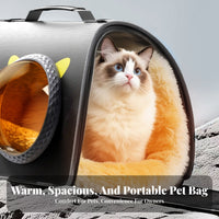 Warm Fleece Lining Space Capsule Cat Backpack Large Capacity Space Capsule Cat Carrier Lightweight for Winter, Traveling, Outdoor Activities