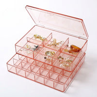Acrylic Jewelry Accessory Box, 2 Tier Compartment Storage with Lid, Organizer for Vanity Table and for Shelves, Multi Layer Desktop