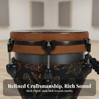 Beginner Friendly Tunable Djembe Ready to Play Hand Drum Rich Resonant Tone Percussion Instrument Ethnic Design for Beginners, Music Students, Musicians, Jam Sessions, Acoustic Performances, Live Performance, Home