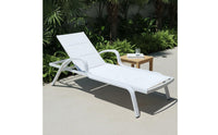 Weather Resistant Poolside Chaise Lounge Breathable Mesh Material Outdoor Chaise Lounge Easy to Clean Adjustable Patio Lounger Low Maintenance for Beach, Garden, Backyard