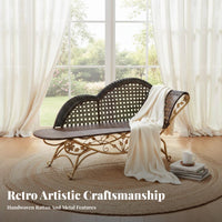 Vintage Design Wicker Chaise Lounge Hand-Woven Design Patio Daybed Weather-Resistant Outdoor Furniture Sturdy Frame for Hotel Owners, Sunbathers, Homeowners, Poolside, Balcony, Sunroom, Backyard
