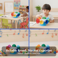 8 Pieces Compartmented Packaging 8-Note Bell Instrument Glossy Rotating Bell Toy Translucent Rainbow Desk Bells White Center for Children