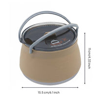 Space-Saving Foldable Silicone Kettle 1000ml Capacity Foldable Silicone Teapot Heat-Resistant Handle Portable Water Boiling Pot Fast Heating for Hikers, Campers