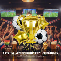 5 Pieces Large Size Champion Award Foil Balloon Reusable Soccer Ball Foil Balloon Self-Sealing for Children, Parents
