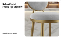 Nordic Design Upholstered Bar Stool with Round Back Modern Minimalist Design High Chair Padded Cushion Seating Furniture Stable Base for Homeowners, Business Owners, Interior Designers, Counter, Restaurant, Front Desk, Kitchen Island