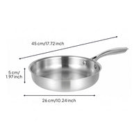 Induction Compatible Flat Bottom Stainless Steel Pan Uncoated Thick Stainless Steel Skillet Nonstick Uncovered Skillet Thickened for Stovetop