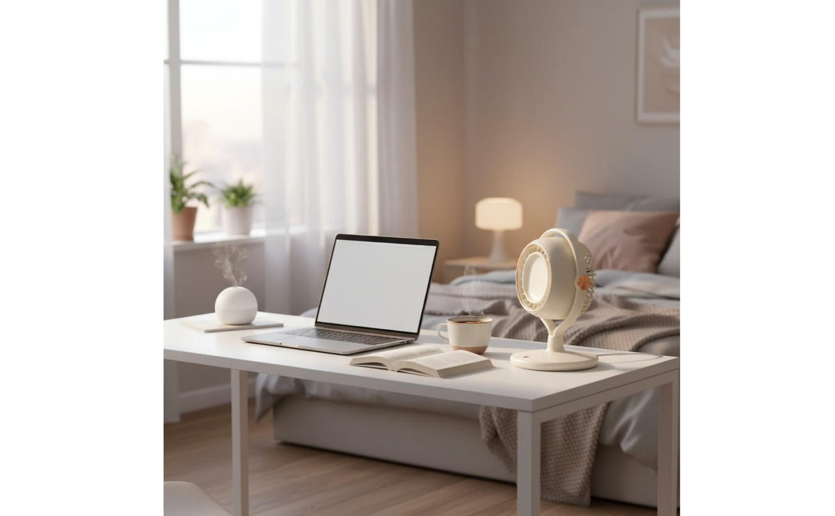 Easy to Clean Bladeless Desk Fan 3 Speed Settings Rechargeable Personal Fan Brushless Engine for Children, Babies, Bedroom, Office