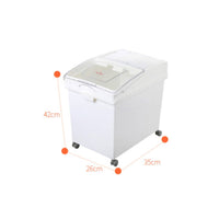 Rolling Rice Storage Container Airtight Rice Container with Wheels Mobile Storage Bin with Wheels Compact for Bakers, Kitchen Cabinet