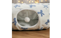 S-Shaped Cat Tunnel 2-in-1 Design Cat Tunnel Bed Christmas Themed for Kittens, Small Pets