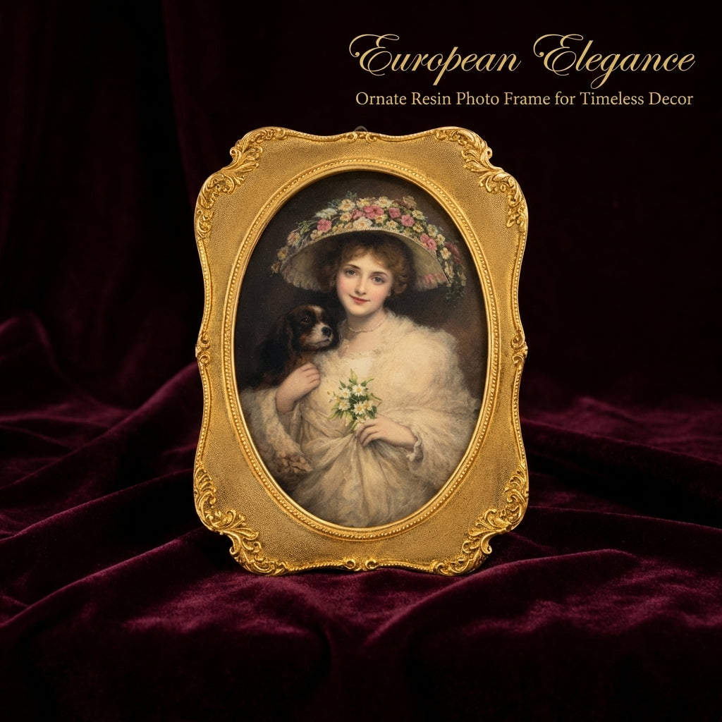 Ornate Gold Resin Picture Frame, Carved Hollowed Out Photo Frame, Wall Hanging Gold Resin Frame, Decorative Photo Holder for Home Decor