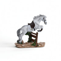 Horse Statue with Fence Base Realistic Decor Textured for Office, Collectors