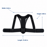 Adjustable Upper Back Posture Support, Black Textile Back Brace for Shoulder Alignment, Discomfort Relief, Body Shaping & Massage, Universal Fit