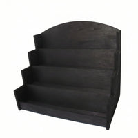 Greeting Card Display Stand Holder with Arched Back Wooden Stepped Display Shelf Multi-Tier Postcard Rack for Reception Desk