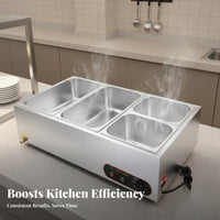 Automatic Temperature Control Commercial Food Warmer Rapid Heating Commercial Food Warming Station Sturdy Construction Electric Buffet Server Easy Cleaning for Restaurant Owners, Cafeteria Team, Cafeterias, Buffets, School Canteens, Restaurants