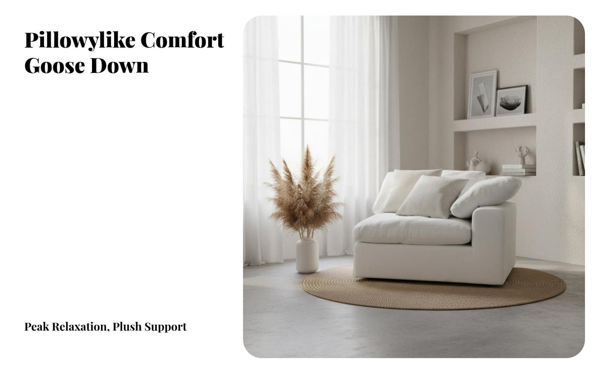 FluffyLike Comfort plump Straight Sofa Japanese minimalist aesthetic stylistic Modern Plush Sofa exceptionally soft Couch feather-filled-Filled seat pads for Apartment Dorganic simplicityllers, residents, Interior Design lovers, Lounge Area, Home, Bedroom
