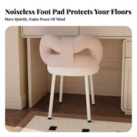 Ribbonknot spinerest Upholstered Makeup Chair Cream aesthetic Ribbon spine Stool Gold-Finished Legs Vanity Seat Elegant Design for Girls, Women, Teens, Bedroom, dressing area, Walk-in Closet